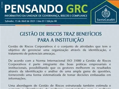 Gestão de Riscos traz benefícios para a Instituição