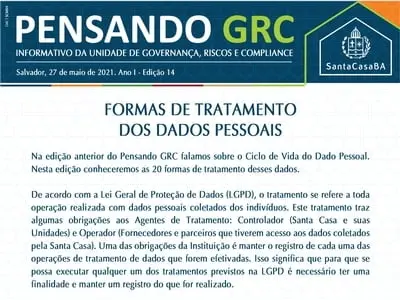 Forma de tratamento dos dados pessoais