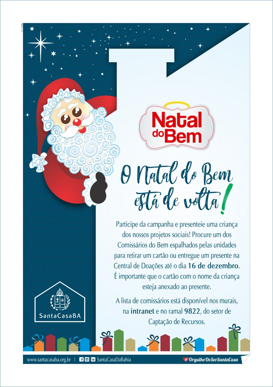 Campanha Natal do Bem arrecada presentes para crianças do Bairro da Paz - Santa Casa Campanha Natal do Bem arrecada presentes para crianças do Bairro da Paz - Santa Casa